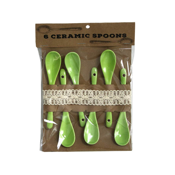 CSSET7 6pc Ceramic Spoons - Lime Green