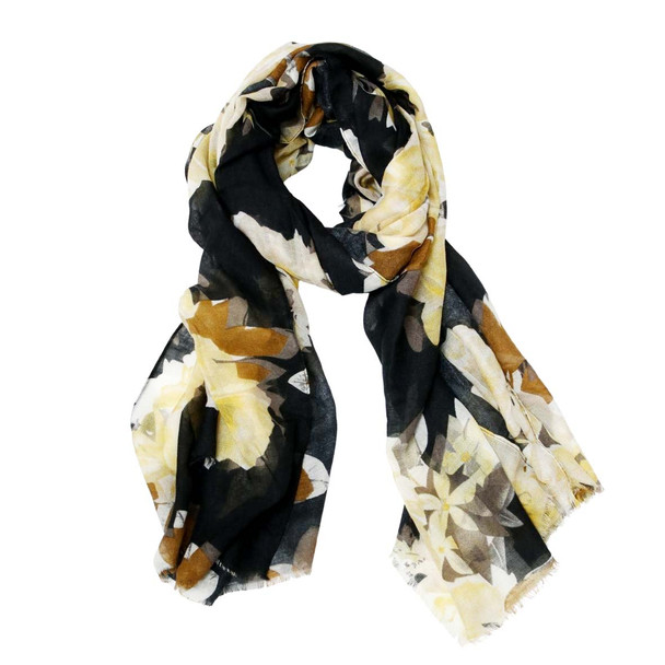 SY2304 Scarf - Grey And Garden Roses