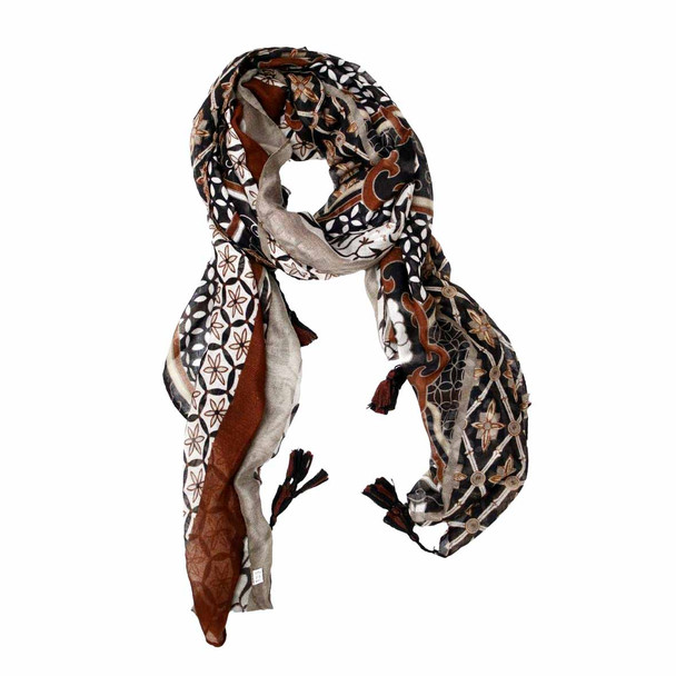 SY2312 Scarf - Brown And Beige Abstracts