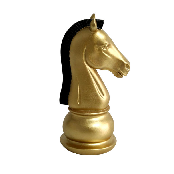 LY201042D Chess Piece - Gold, Black Trimming Knight
