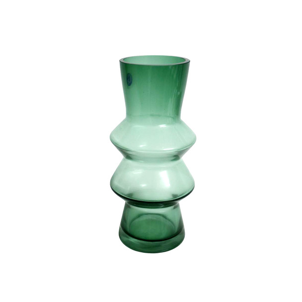 VA191141 Small Green Double Triangle Glass Vase