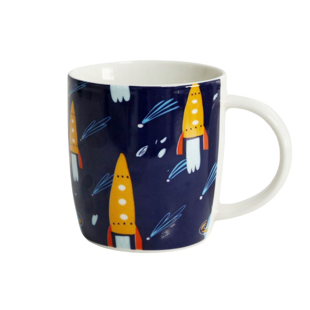 BPM5707D Ceramic Mug - Blue, Rocketships, Meteor Shower