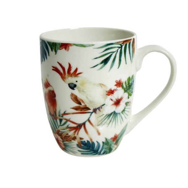 BPM4137B Ceramic Mug - White, Parrots