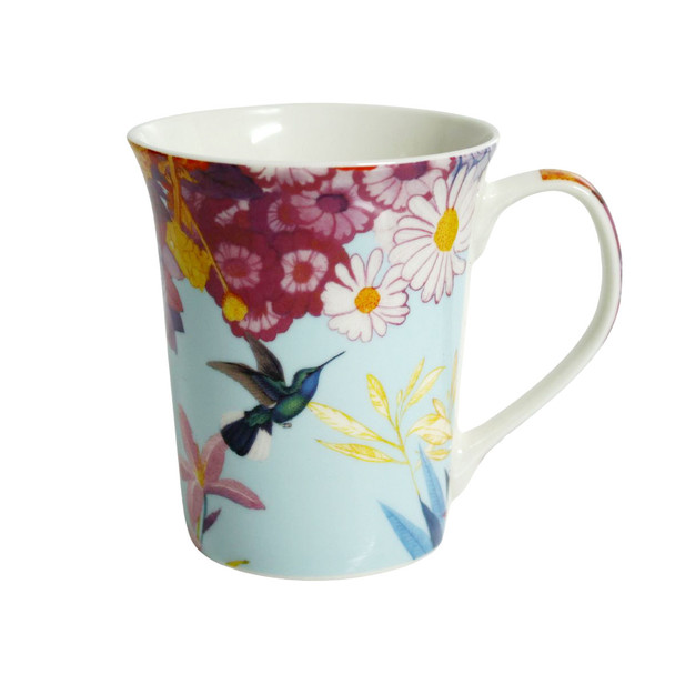 BPM4054A Ceramic Mug - Blue, Hummingbirds And Flowes