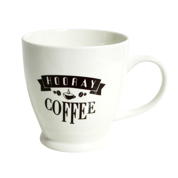 R4872B Ceramic Mug - White, Hooray Coffee