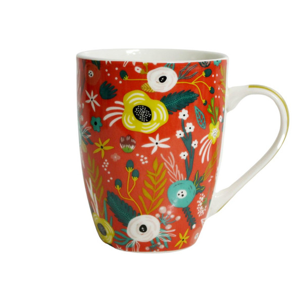 BPM4385A Boxed Gift Mug - Red, Wild Flowers