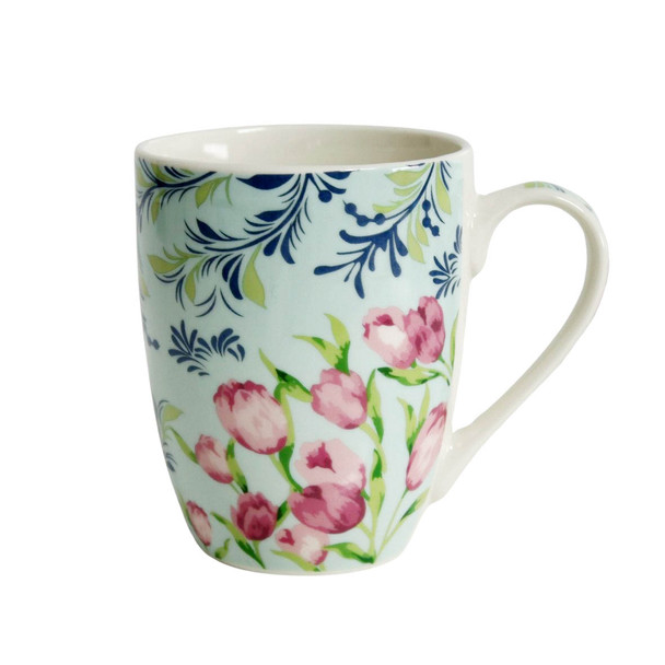 BPM3647B Boxed Gift Mug - Mint, Pink Tulips