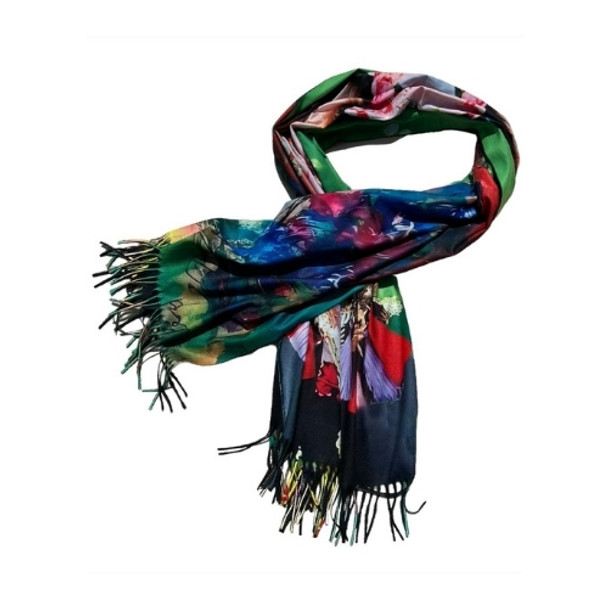 ZZ2315 Cashmere Scarf - Frieda Large Earrings, Graffiti Lady