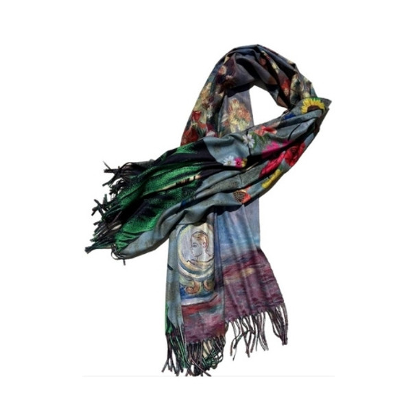 ZZ2328 Cashmere Scarf - Floral Bouquet In Pot, Frieda Florals