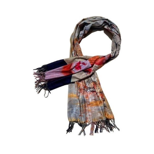 ZZ2330 Cashmere Scarf - Orange Afternoon, Abstract Frieda