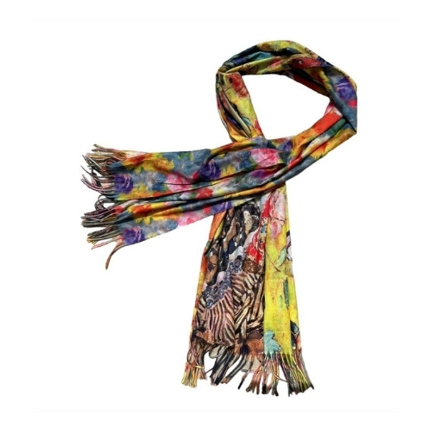 YX2302 Cashmere Scarf - Lady With Fan, Floral