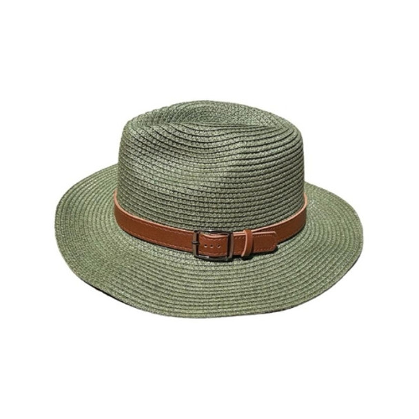 DN3A Weaved Hat - Green, Leather Belt