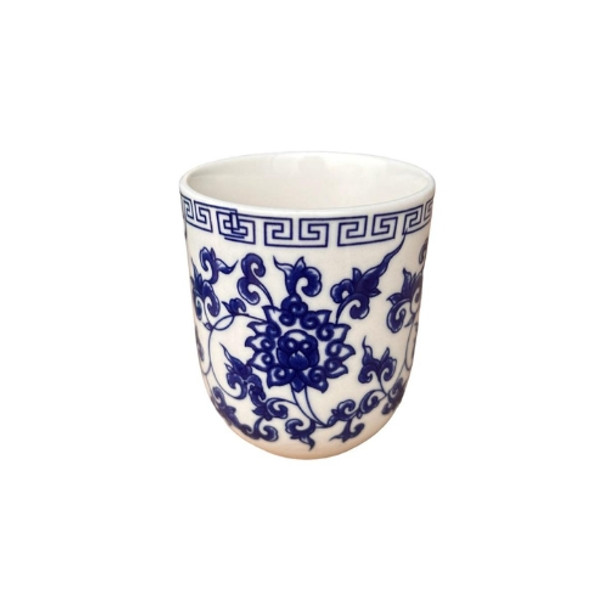 A002B Ceramic Tea Cup Set of 6 - Blue Open Leaves