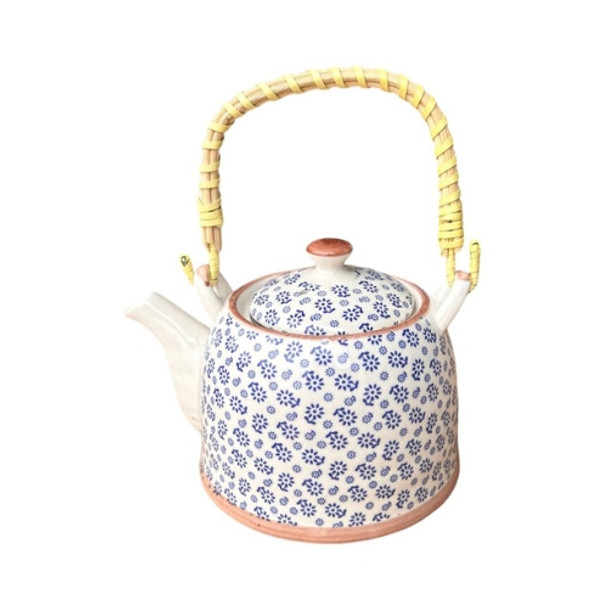 A034A Ceramic Chinese Tea Pot - Blue Tiny Flowers