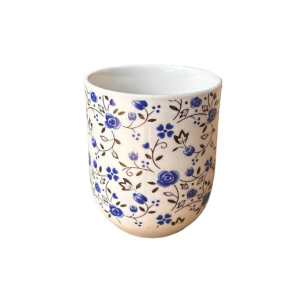 A044B Ceramic Tea Cup Set of 6 - Small Blue Roses And Flowers