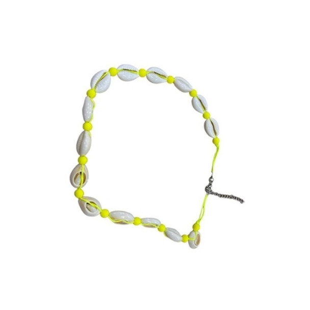 NECK02 Necklace - Bright Yellow String And Shells