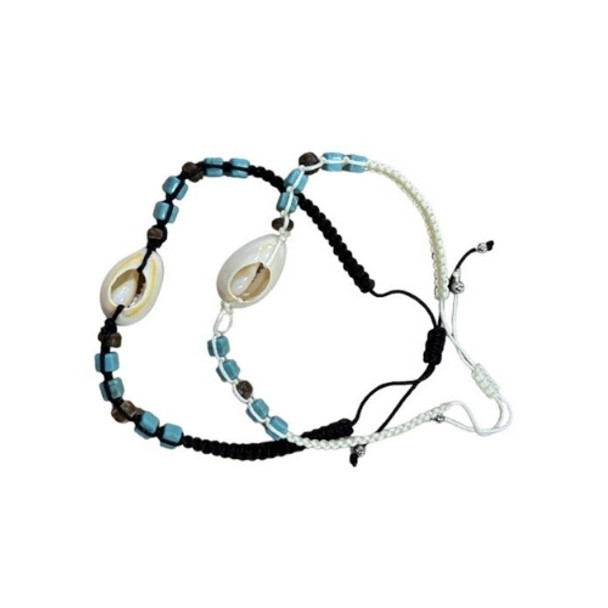 BRACE01 Bracelet - YinYan Blue Beads, Shells