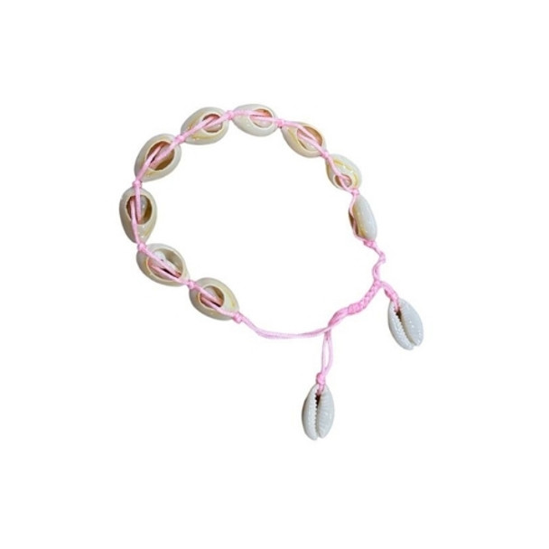 BRACE03C Bracelet - Shells, Pink String