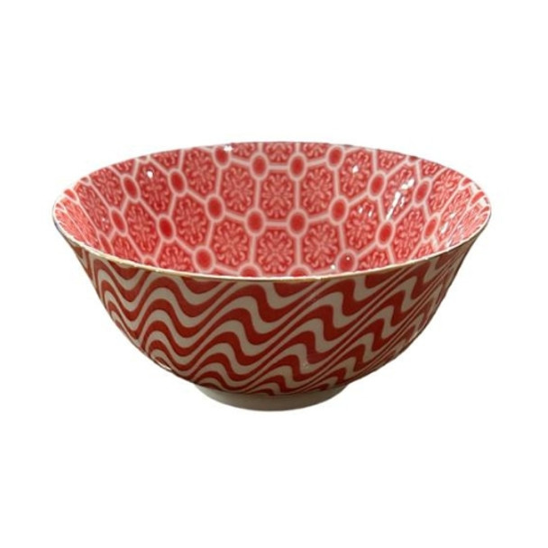 EASTB001B Eastern Bowl W15.50H7 - Orange Swirls And Dots