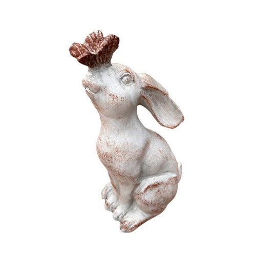 17663LB196 Large Grey Red Bunny, Butterfly On Nose