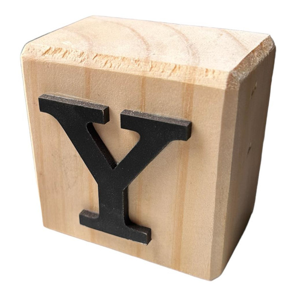 BLOCKBY Black Handcrafted Letter Block Y