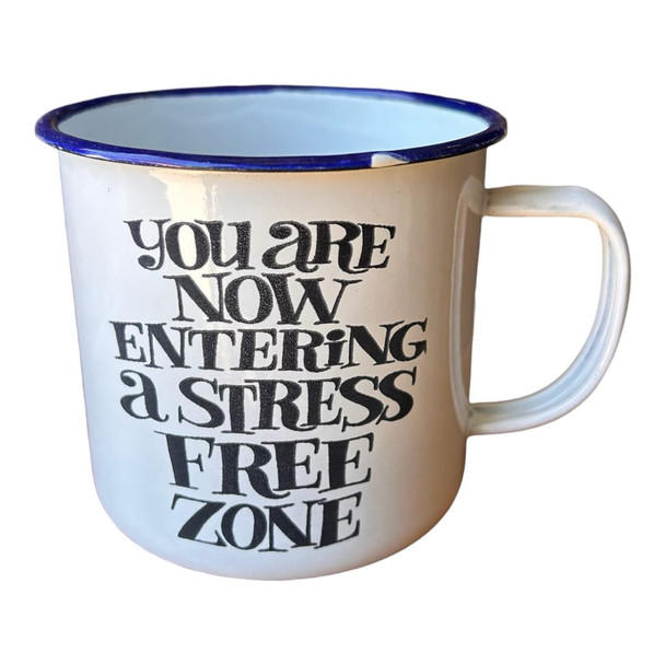 ENA60 Engraved Enamel Mug - Stress Free Zone