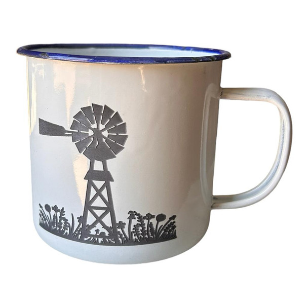 ENA65 Engraved Enamel Mug - Windpomp