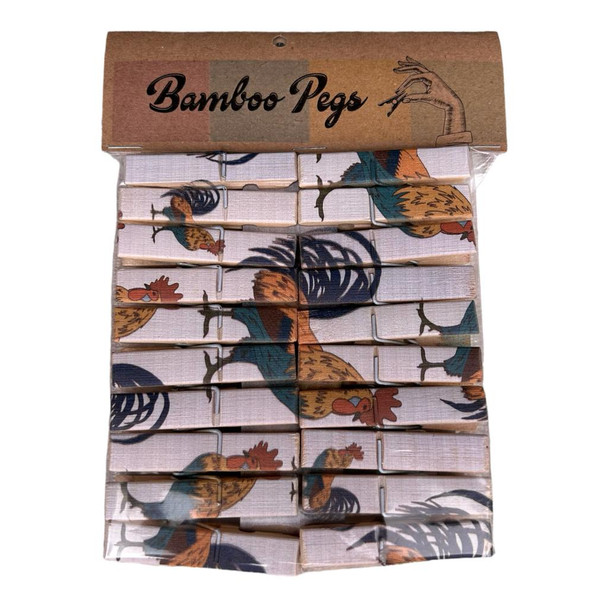 PEG17 Printed Bamboo Pegs Qty 20 - Chickens