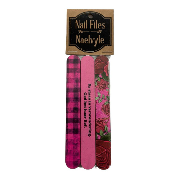 NF035 Nail File Set Of 3 - Pink Rose