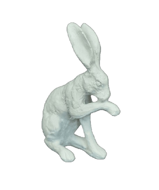 TH02W Polyresin White Tiny Hare Sitting