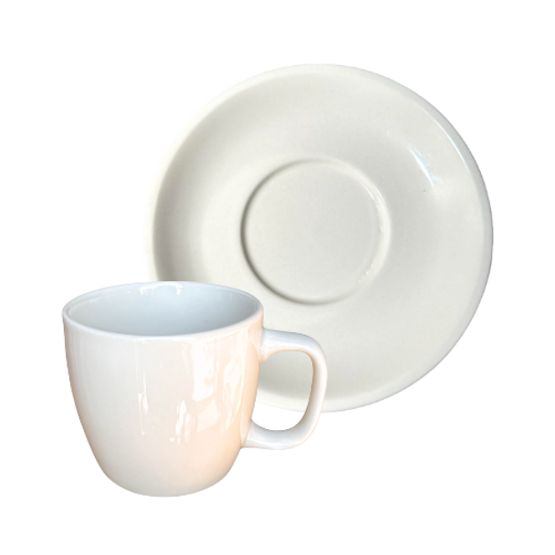 TM24ST0103952D Ceramic Cup And Saucer Set of 6 - White Saucer and Mug