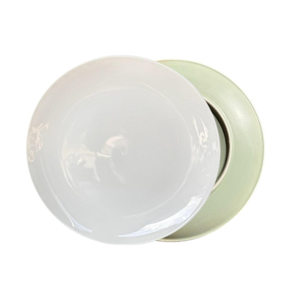 TM24ST0103970C Ceramic Dinner Plate - Light Green Bottom, White Top
