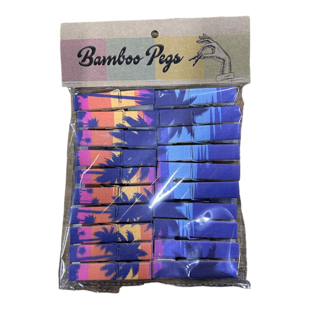 PEG25 Printed Bamboo Pegs Qty 20 - Sunset Palms
