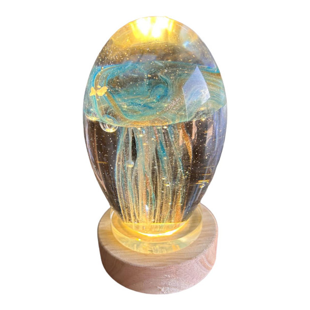 NP001D Light Up Glass Ball - Blue Jellyfish