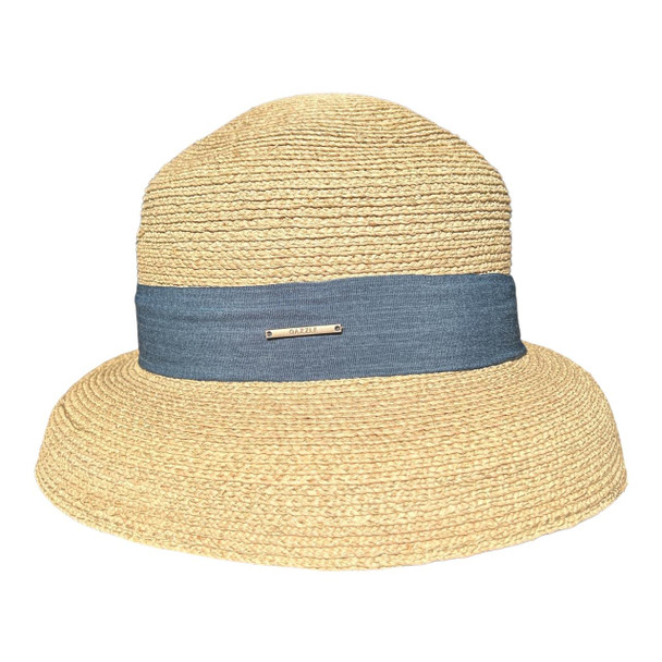 HADS2B Fedora Hat - Beige, Blue Material Band And Metal Plate