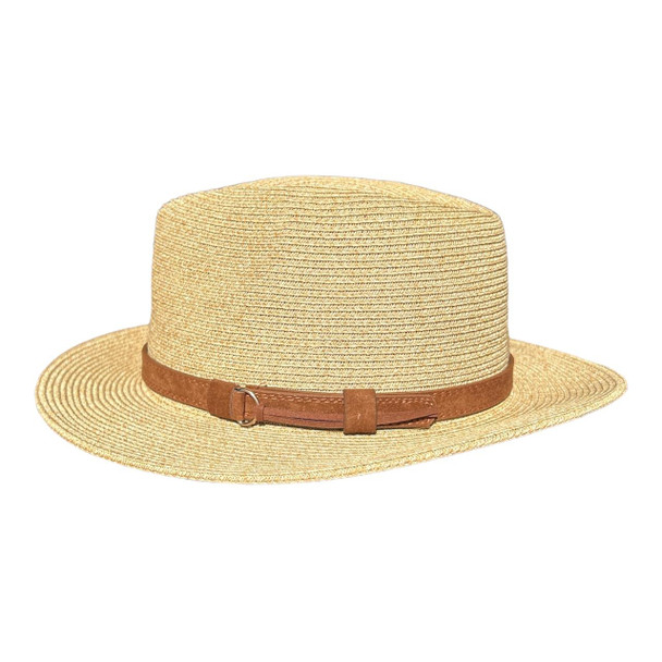0132H1D Fedora Hat - Brown, Brown Faux Leather Band