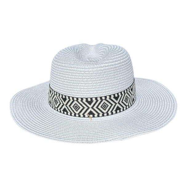 HATXC4 Hat - Black And White Diamond Band, White