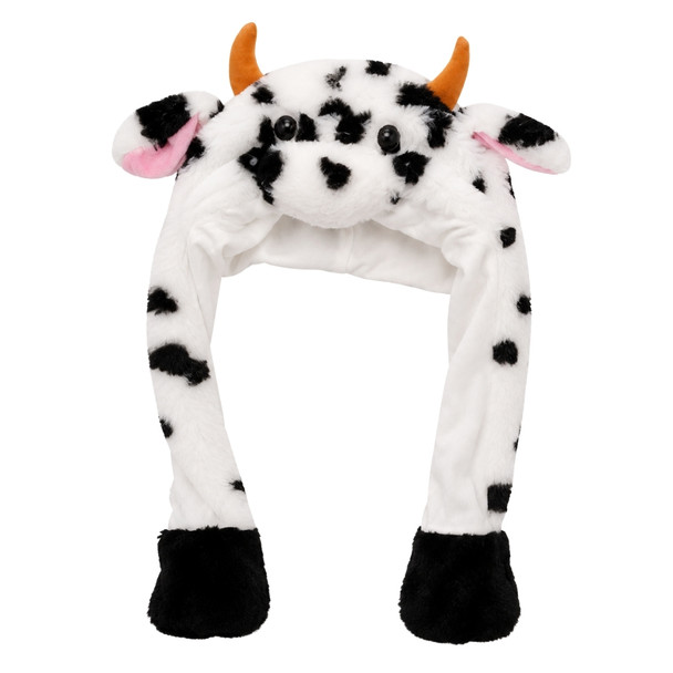 CH5 Polyester Animal Squeeze Hat - Black And White Cow