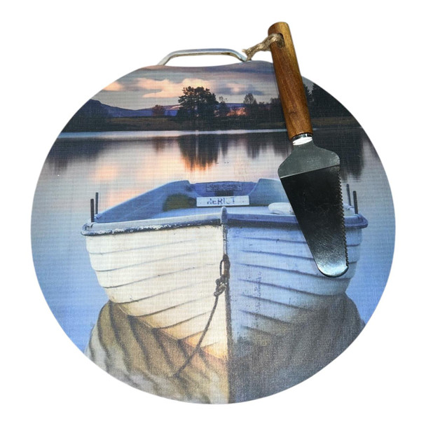 BAMBB5 Round Bamboo Bread Board - Boat