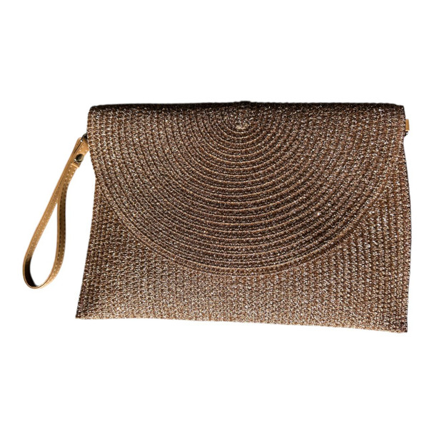 XC14A Clutch Handbag - Shimmer Gold, Rounded Flap