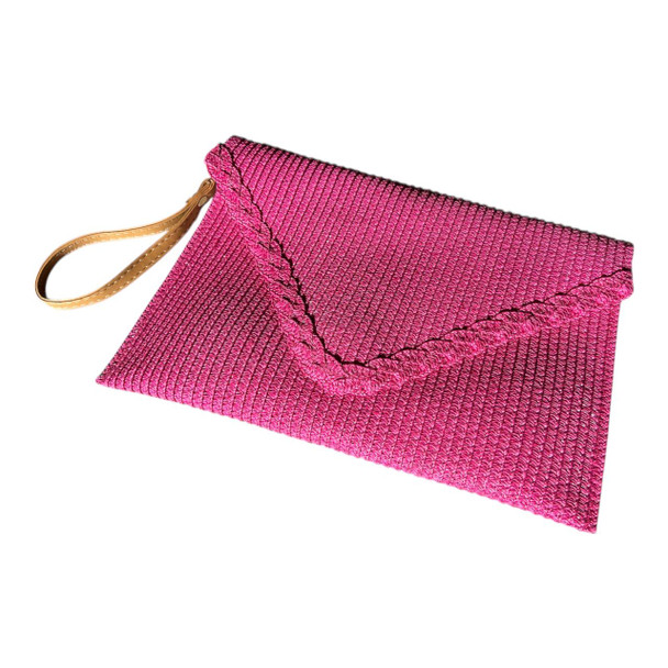 XC16C Clutch Handbag - Pink, Braided Flap