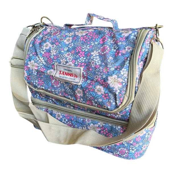 22017B Polyester Coolbag 11L - Pink And Blue Flowers