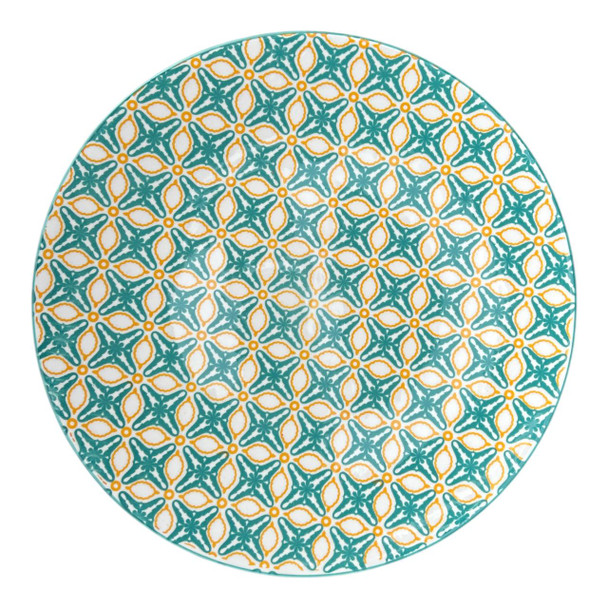 DP10510A Ceramic Dinner Plate - Green Yellow Flower.
