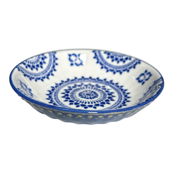 CB378D Ceramic Flat Bowl - Blue Mandala