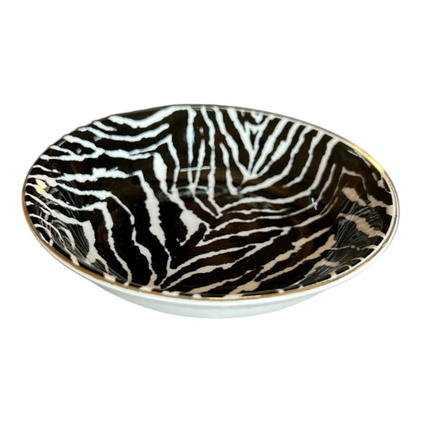 CB387O Ceramic Flat Bowl - Zebra Stripes