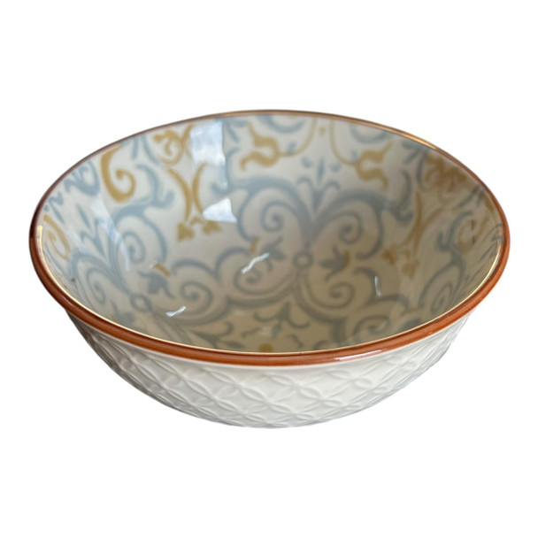 WEB64A Ceramic Bowl - Faded Blue Gold Flare