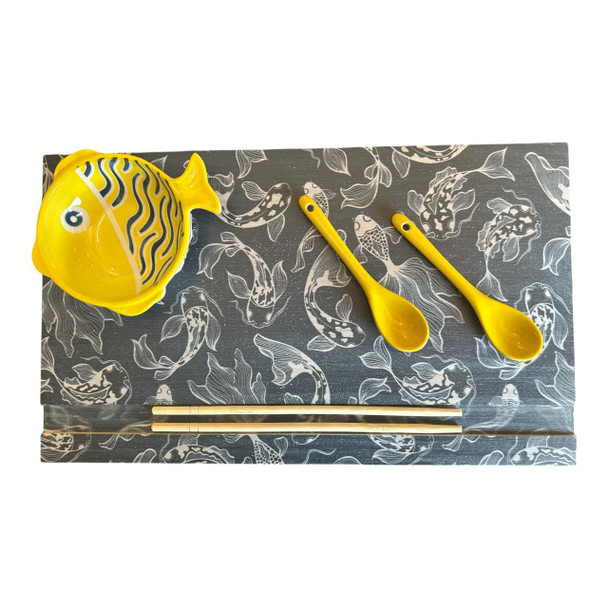 SUSHIP 3 Sushi Platter - Blue Fish Pond Yellow Fish