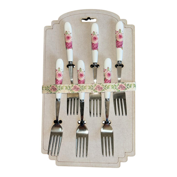 WFPLAT3 Wooden Fork Platter - Pink Garden Rose