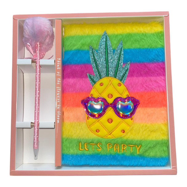 FY2514C Notebook Giftset - Pineapple, Rainbow Fluff