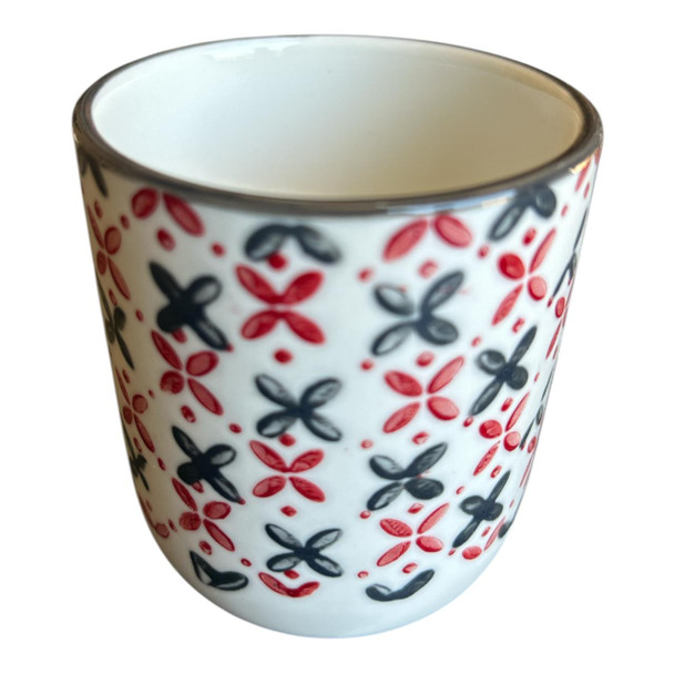 ZY078A Ceramic Tea Mug - Black And Red Crosses
